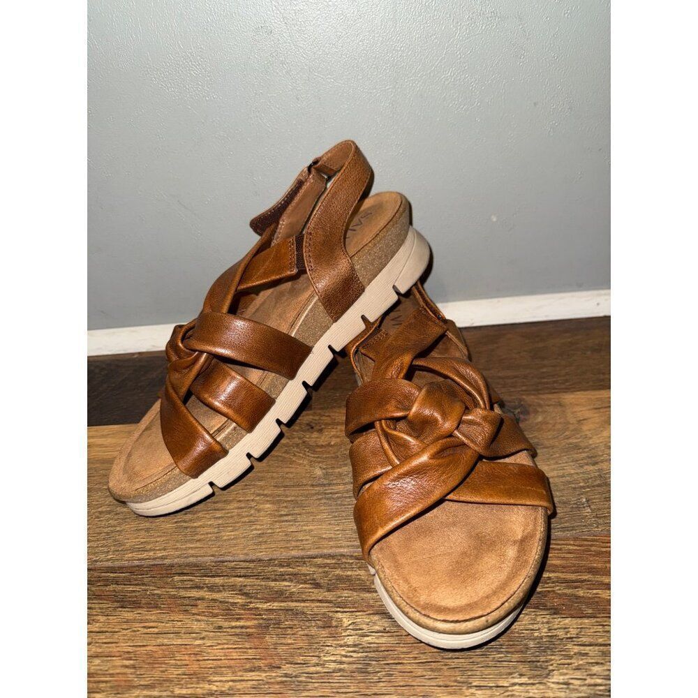 Salvia Birch Veronica Cognac Leather Sandals Size 38 -7.5‎